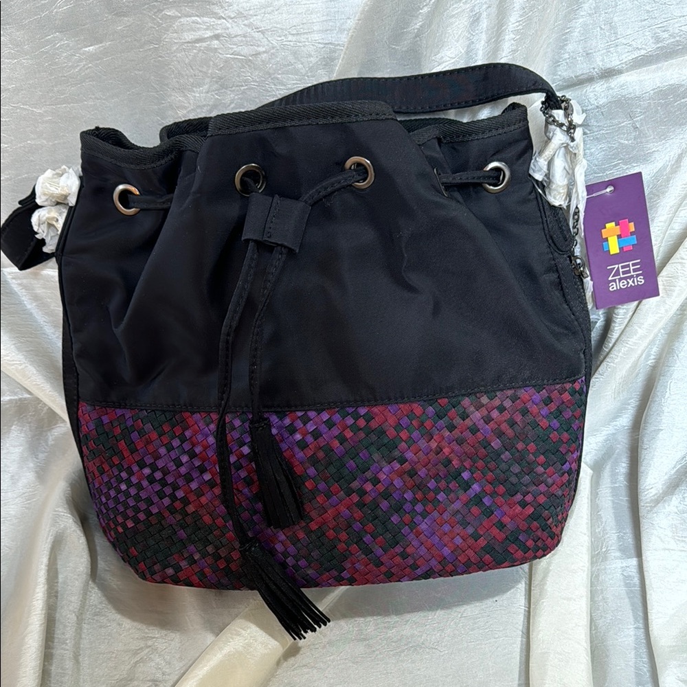 Zee Alexis Black and Purple Tote Bag